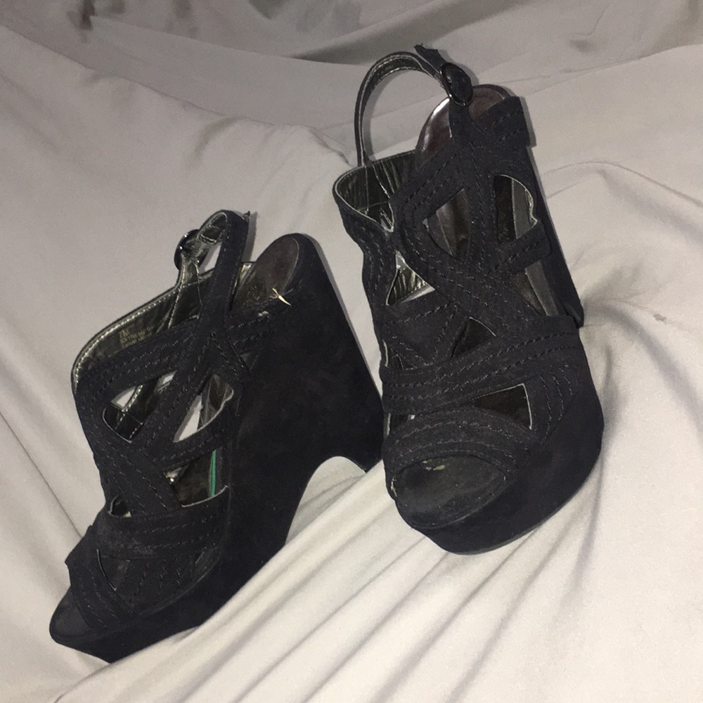 black high heel wedges